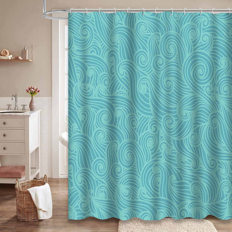 Rideau de douche imperméable et ondulé avec 12 crochets, L 72 po x l 72 po