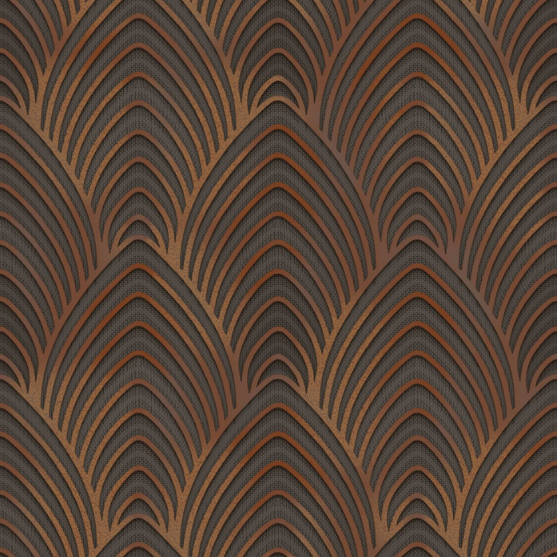 Orquidia Galerie Utopia Geometric Arch Array Lustre Finish Wallpaper Roll 10m x 53cm, Brown
