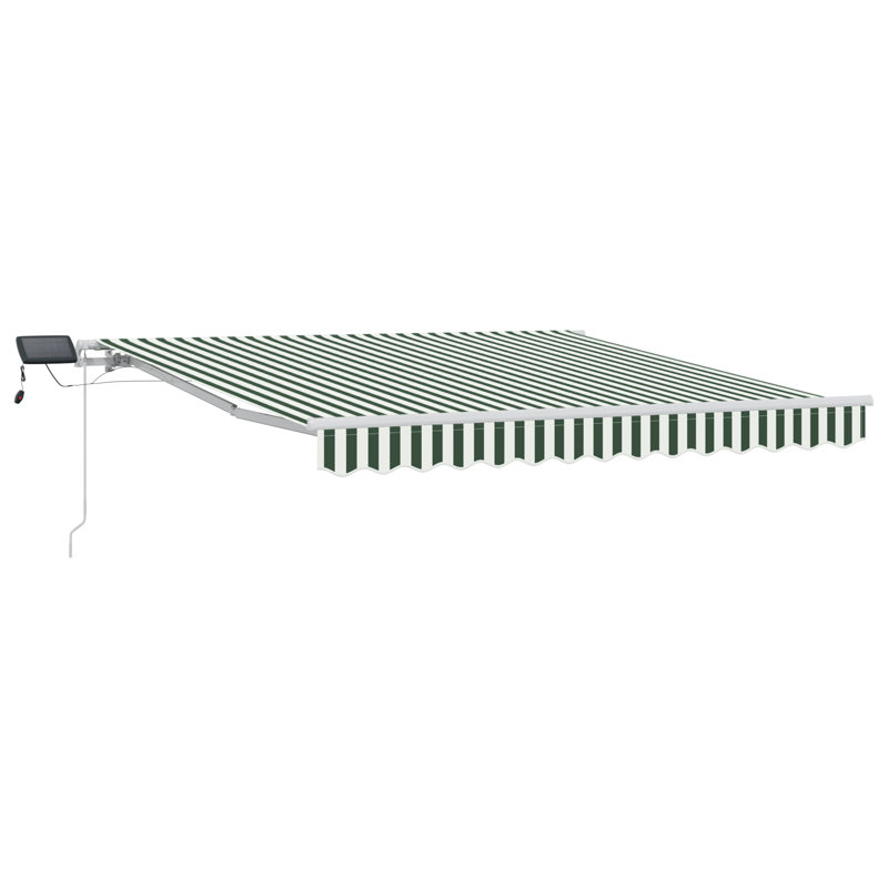 Brayden Studio Fabric Cover Retractable Patio Awning, Green Striped, 350 cm W x 250 cm D