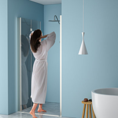 Porte de douche en verre trempé pliable nickel brossé l 36 po x H 72 po - hydrofuge, optimisant l'espace, pli réglable avec économie