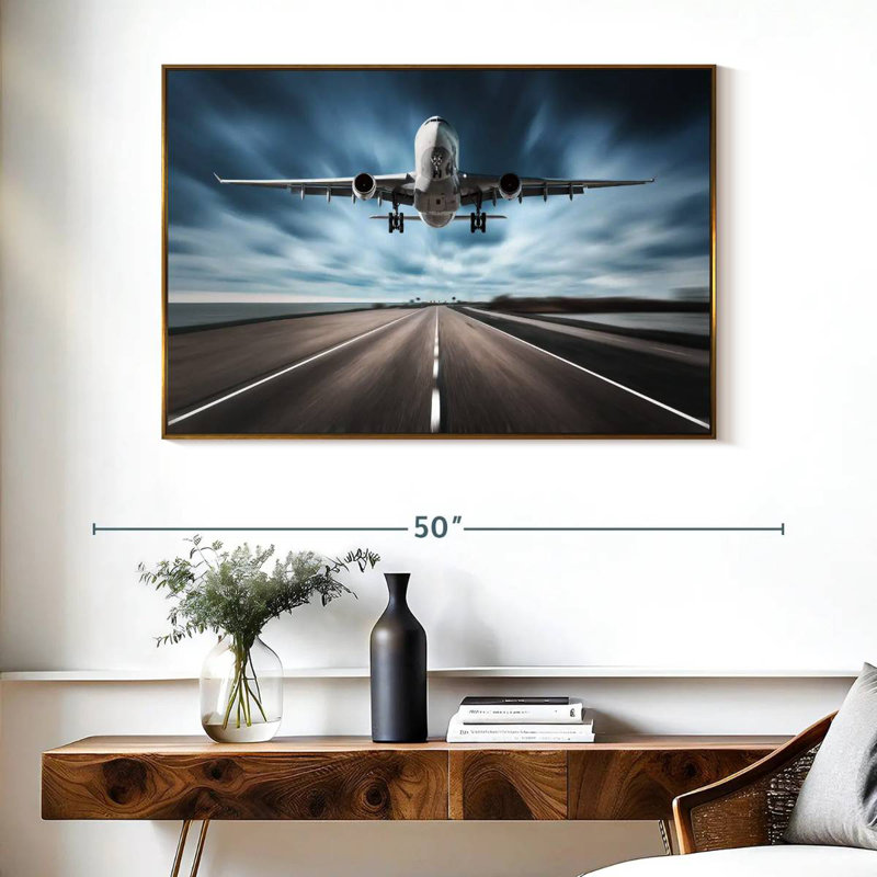 Avion de piste, Cadre flottant doré, 40 po x 27 po