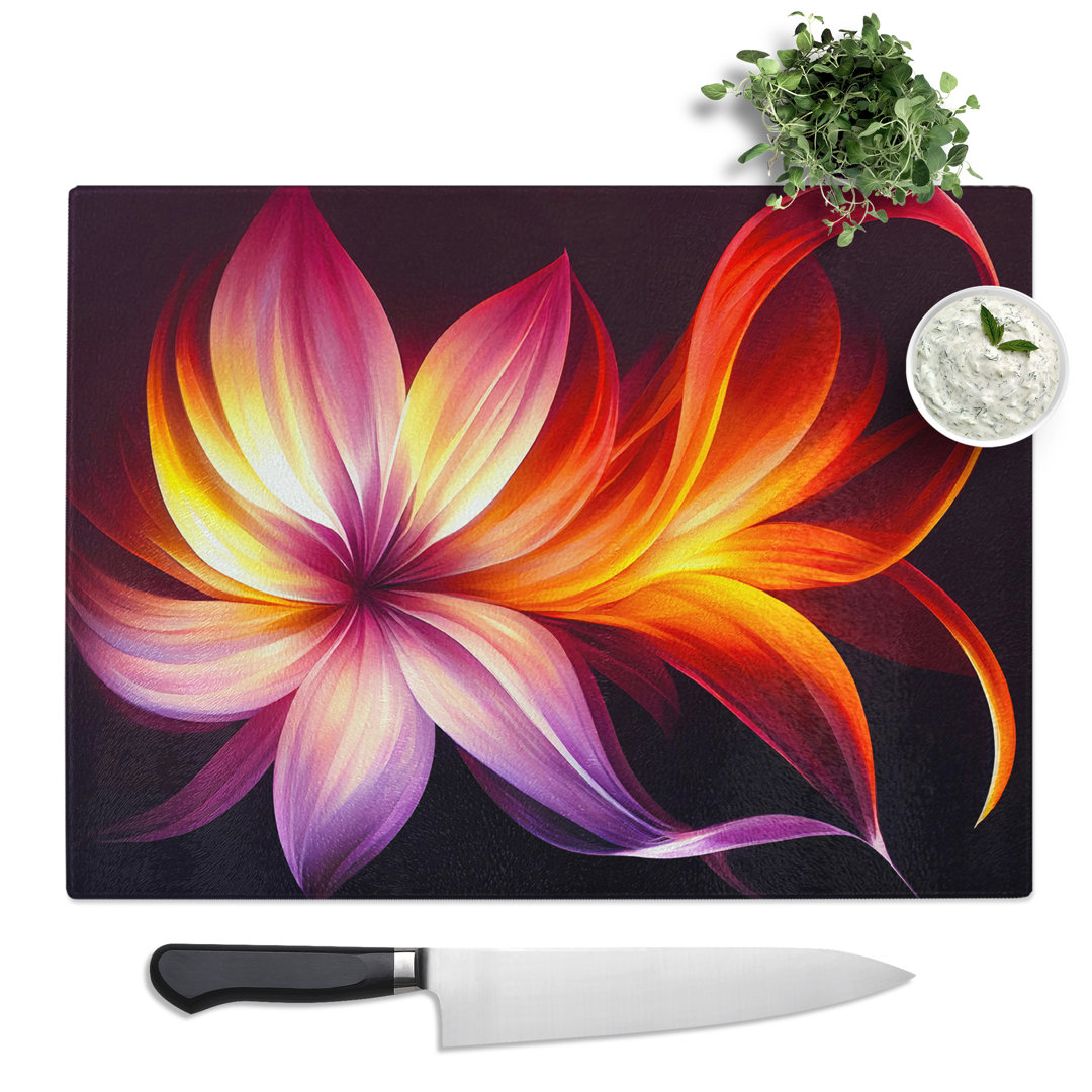 Incredible Modern Flower Art Abstract  Glass Chopping Board