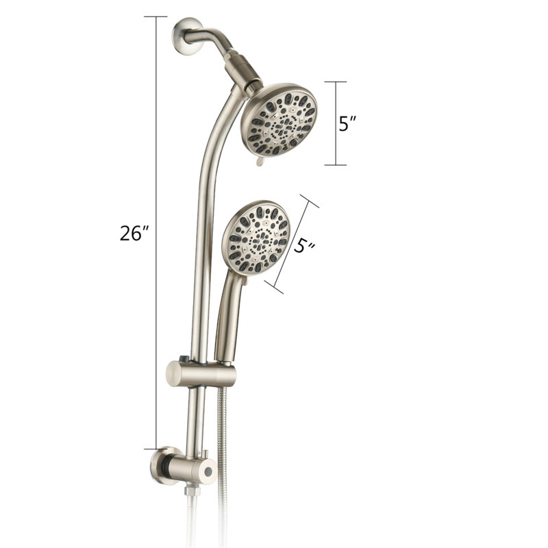 Pomme de douche à pluie coulissante en acier inoxydable sans perçage à 7 réglages, système de spa à double pomme de douche