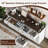 63"W Large Rustic Wood Sideboard Buffet Cabinet With2 Large Drawers & Transparent Doors, Farmhouse 4 Doors Kitchen Storage Cabinet With Charging Station And LED Light, TV Stand With Adjustable Shelves-1799830704