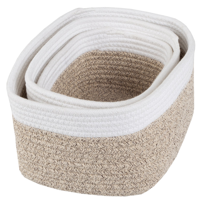  3-Piece Storage Basket Set - Small, Medium, and Large Rope Baskets for Makeup, Towel, Nursery, Office, and Classroom Storage by Home-Complete