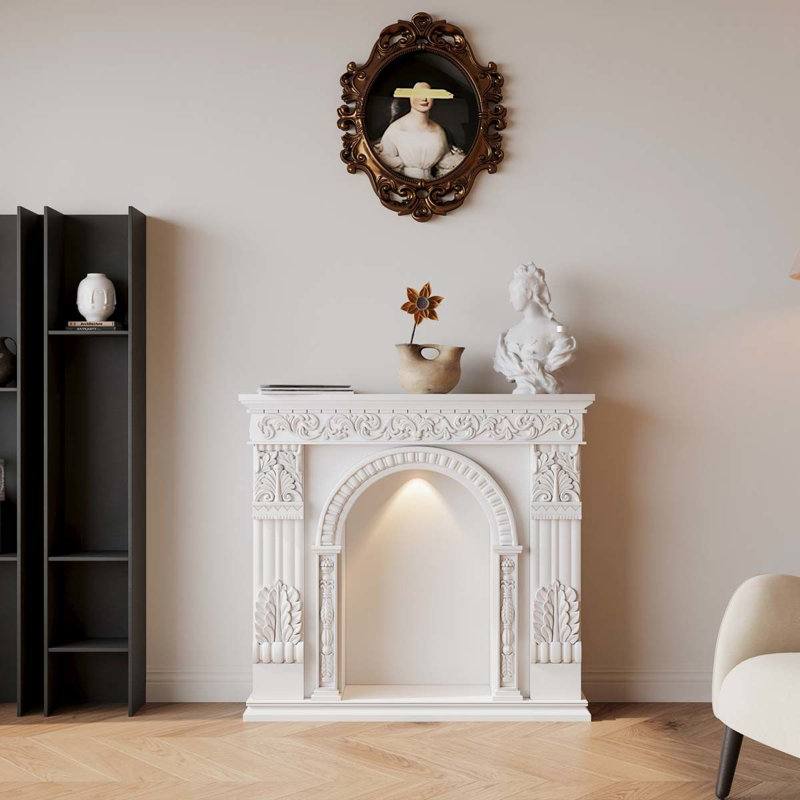 French retro cream-style ambient light fireplace decorative cabinet
