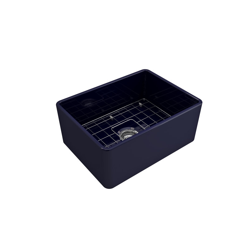 24'' L Fireclay Kitchen Sink, Sapphire Blue