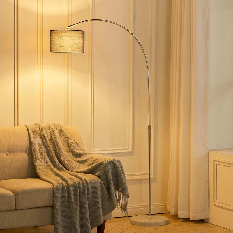 Lewallen 131cm Silver Arched Floor Lamp, Grey