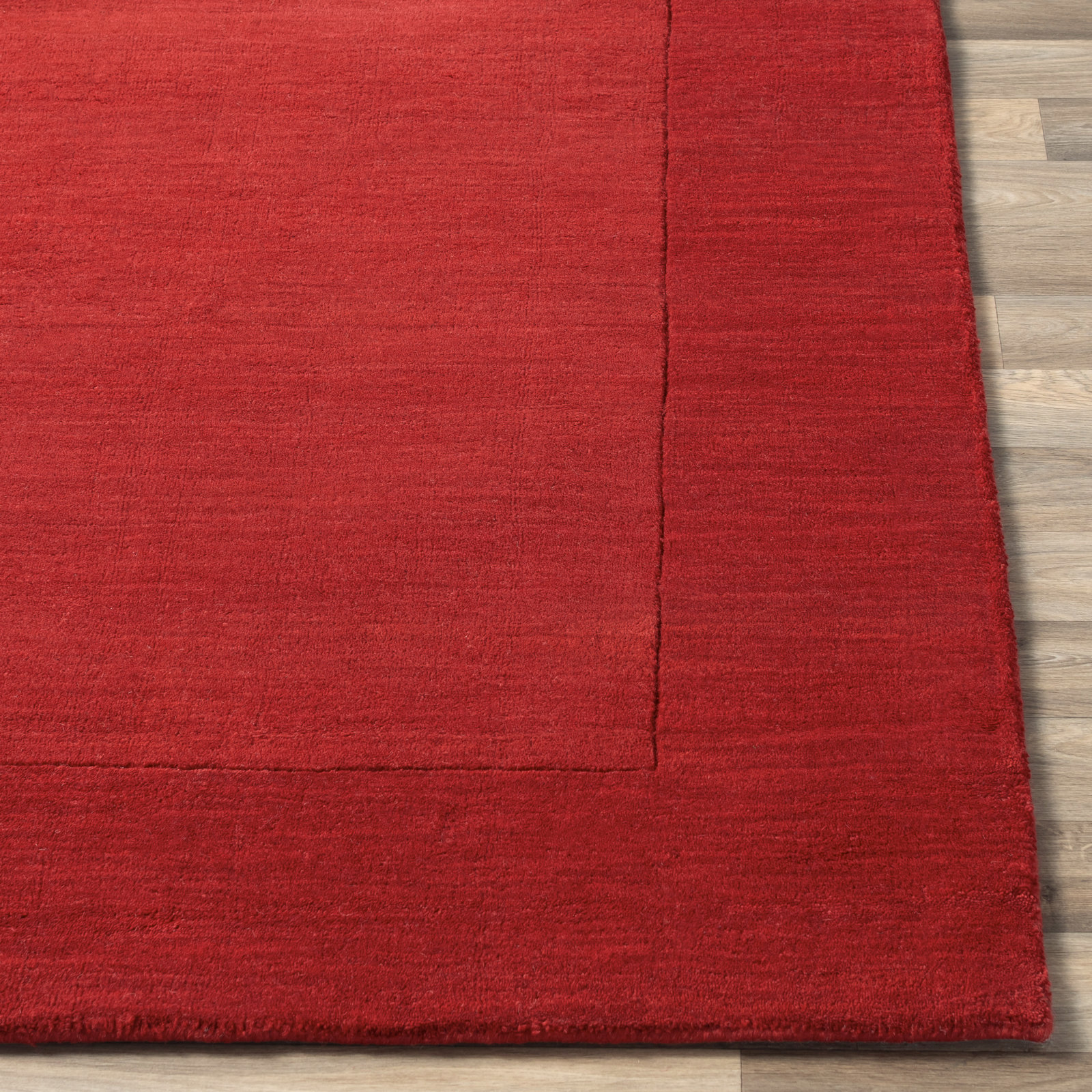 Dolma Red Scarlet Hand-Loomed Wool Rug, Rectangle 2' x 3'