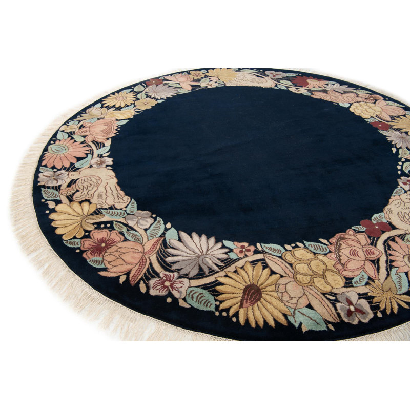 Round Jacoby Navy Blue Rug