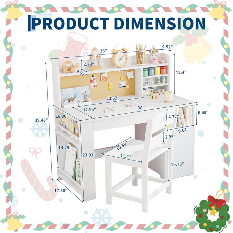 Cabinet de rangement et bureau en bois, Blanc