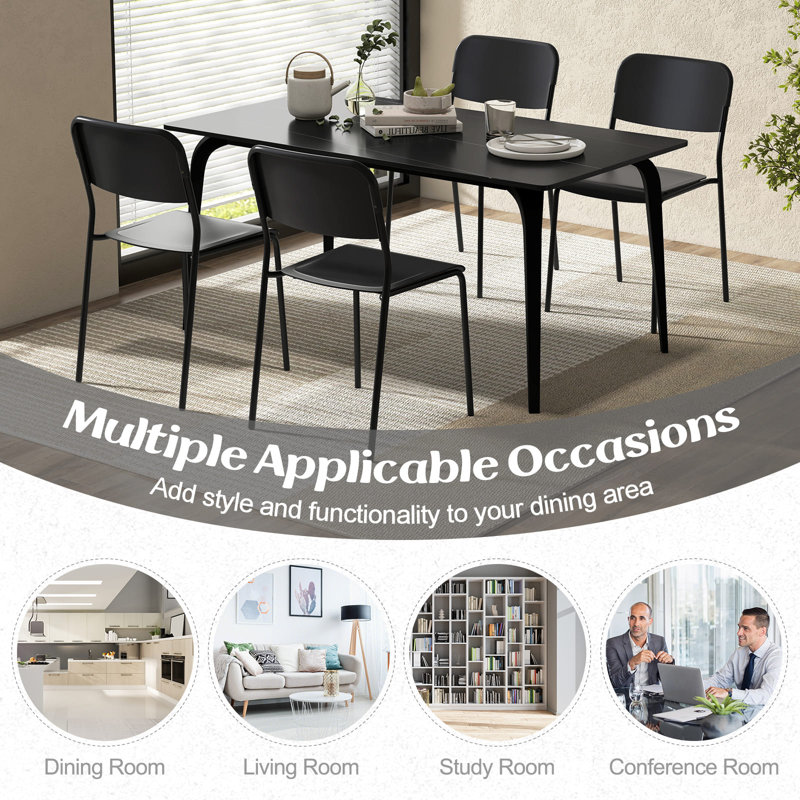 Modern Dining Chairs Set Of 4 Stackable Kitchen Chairs, Black