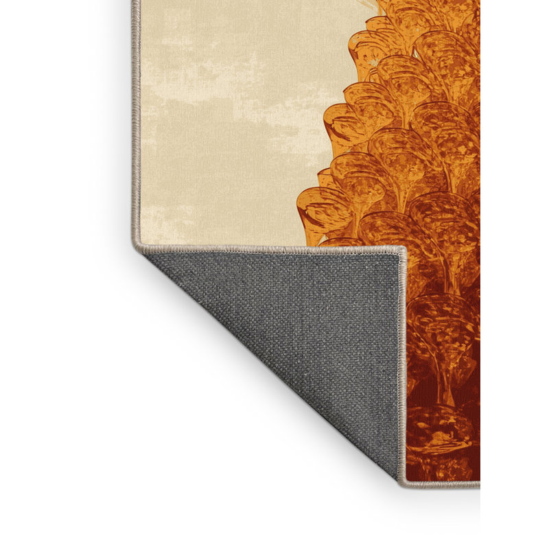 Tapis moelleux doux et moelleux de couleur tour de champagne Adama beige - reliure beige, 8 x 10