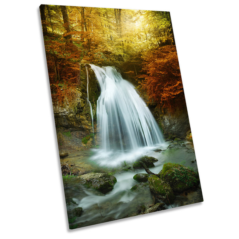 Waterfall Landscape Sunset Picture - Wrapped Canvas Print, 45.7cm H x 30.5cm W x 2cm D