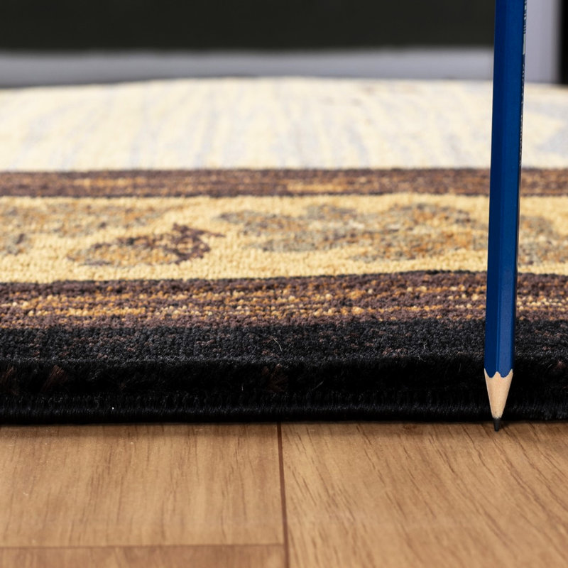 Nature's Nest Gccbl3009 Lodge Area Rug, 2X3 Ft, Black, Mountain & Wood Motifs, 100% Polypropylene, Jute Backing, , Stain-, 0.39" Pile 2 Ft. X 3 Rug Gccbl3009, And Patterns, Stain , Warm Tone,