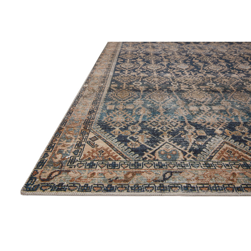 Tapis indigo / naturel Magnolia Home par Joanna Gaines x Loloi Lenna, Rectangle 3 pi 6 po x 5 pi 6 po