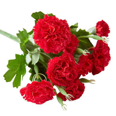 Fleurs d'œillets artificiels, bouquet d'œillets en soie 10 têtes pour la fête des Mères, fleurs artificielles sans décoloration pour la fête à la maison