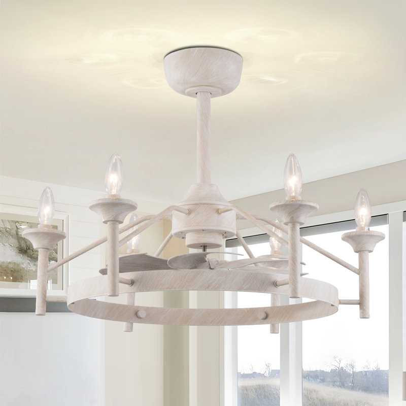 Hodaya 27" W Remote Control Ceiling Fan, Vintage White, 27" Wide