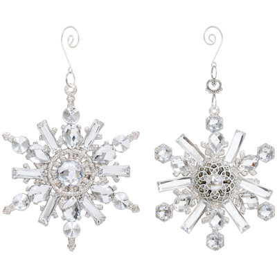Ornement en forme de flocons de neige avec bijoux - 7,5 pouces, ensemble de 12