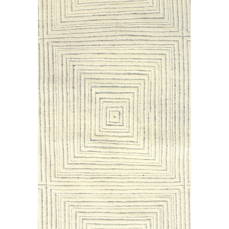 Pyramids Wool Geometric Area Rug in Ivory/Gray, Rectangle 5'11" x 9'4"