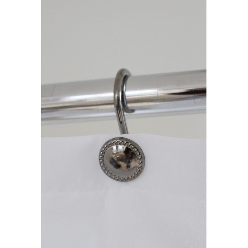 Nickel Button Design Rust-Resistant Shower Curtain Hooks Set