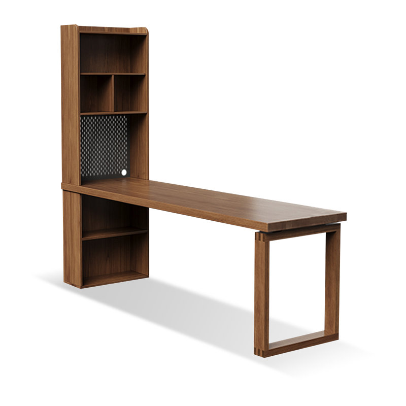 Bois massif brun noisette rectangulaire avec bureau, H 29,53 po x l 70,87 po x P 23,62 po