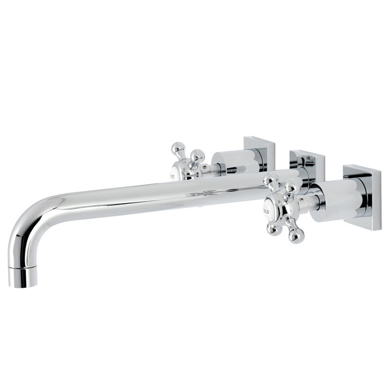 Kingston Brass Metropolitan Two-Handle 3-Hole Wall Mount Roman Tub Faucet, Polished Chrome