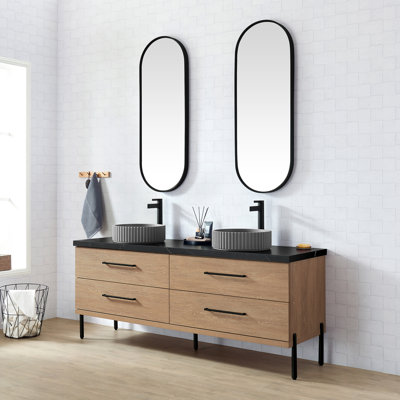 Meuble-lavabo double en chêne nord-américain Kaminski