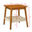 Table d'appoint Mid-Century avec grand espace de rangement. Tablette tissée de 23 po pour le salon. Couleur noyer, pieds en bois massif, table de bureau à la main fabriquée à la main. Rangement. Finition, panier. Assemblage simple