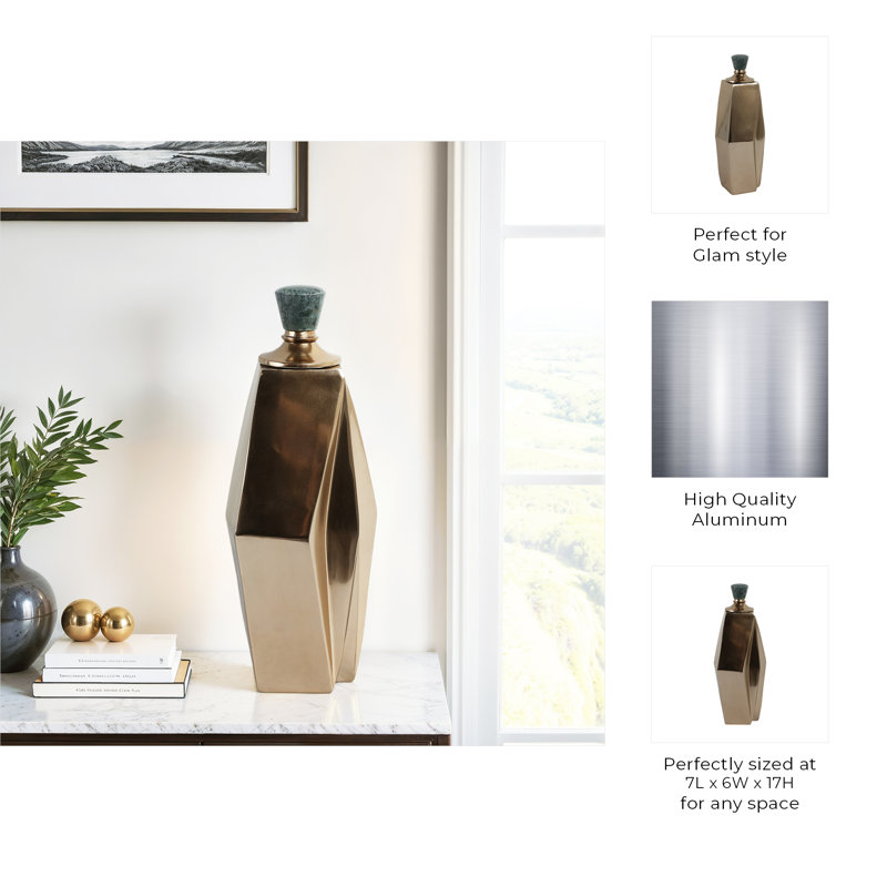 Handmade Metal Decorative Bottle, 17" H x 7" W x 6" D
