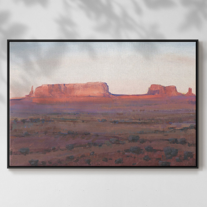 Red Rocks At Dusk I, peinture sur toile encadrée, H 27 po x l 41 po x P 2 po, Cadre noir