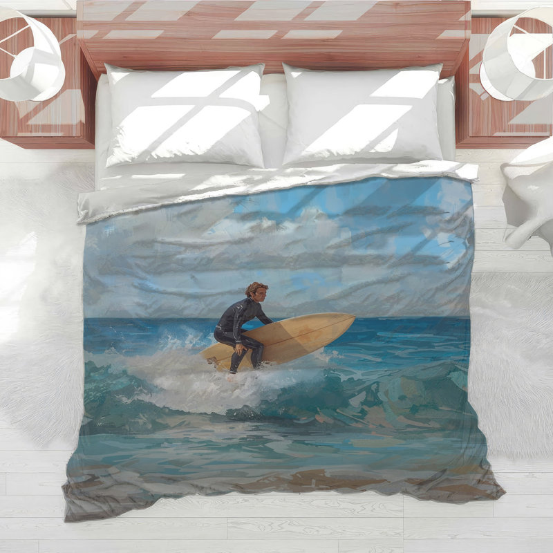 Surfer Riding Ocean Wave Comforter, Twin