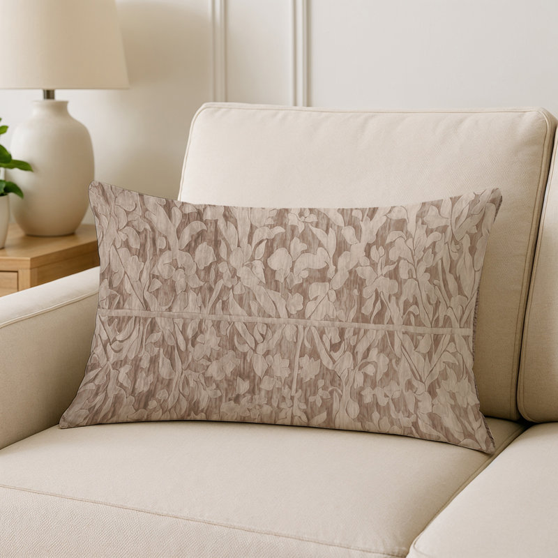Coussin décoratif intérieur et extérieur Modern, Beige / taupe abstrait, Rectangle H 25 po x l 18 po