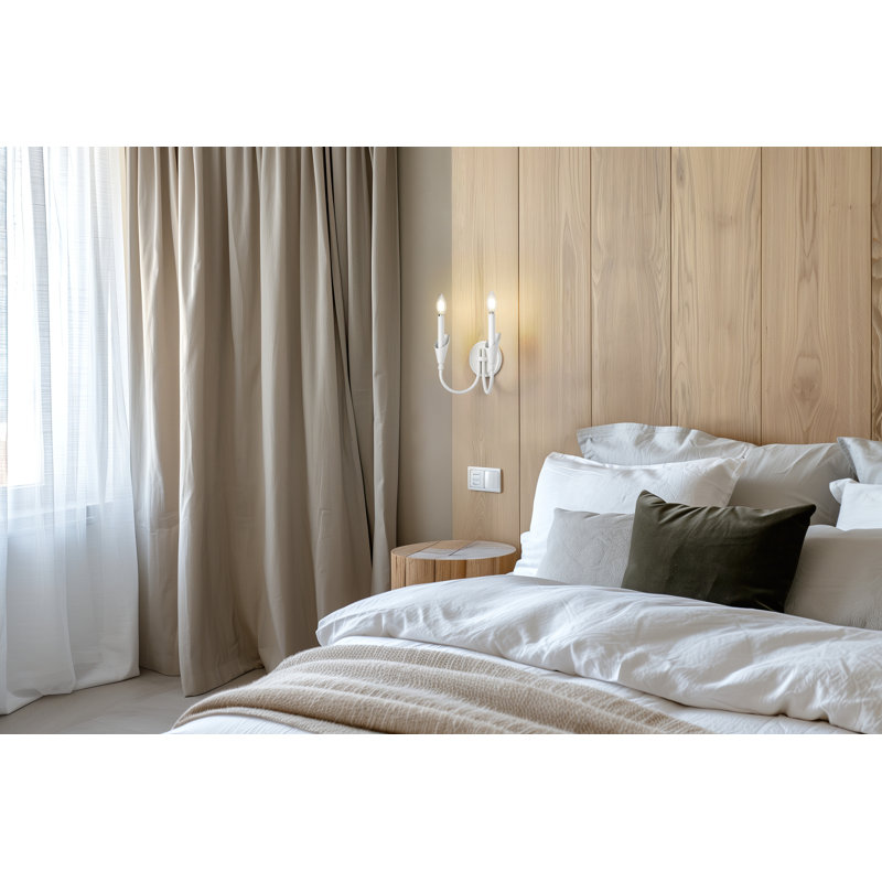 Applique murale moderne Elvin, H 14,5 po x l 13,75 po x P 8 po, Deux lumières, Blanc texturé