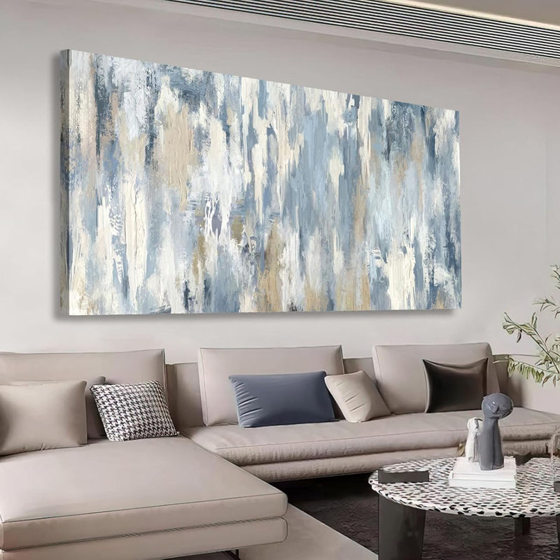 Abstract Wall Art - Gray Blue Beige Canvas Pictures For Living Room Contemporary Painting Prints Decor Modern Graffiti Artwork Wall Art For Bedroom Home Office Decoration 20" X 40"