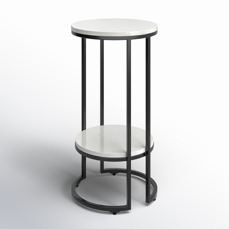 Marble Top End Table, White