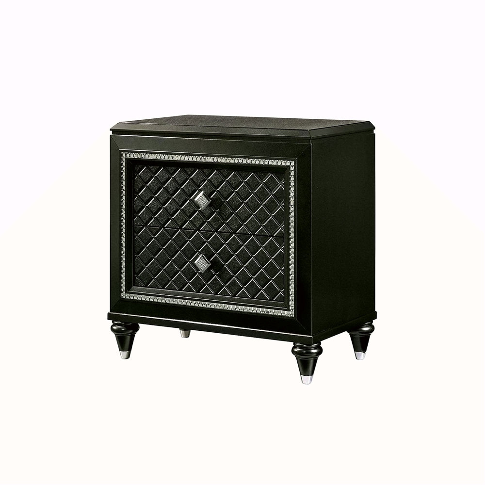 Rosdorf Park 2 Drawers Wooden Nightstand With Pebbled Texture Design ...