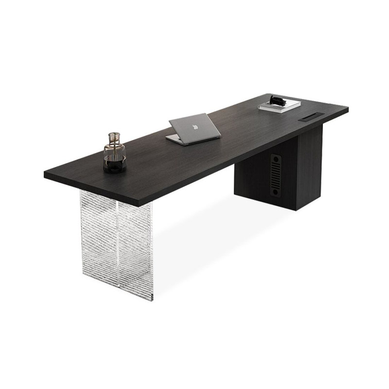 Modern and simple integrated desk and bookcase, 29.53" H x 86.61" W x 31.5" D, Black