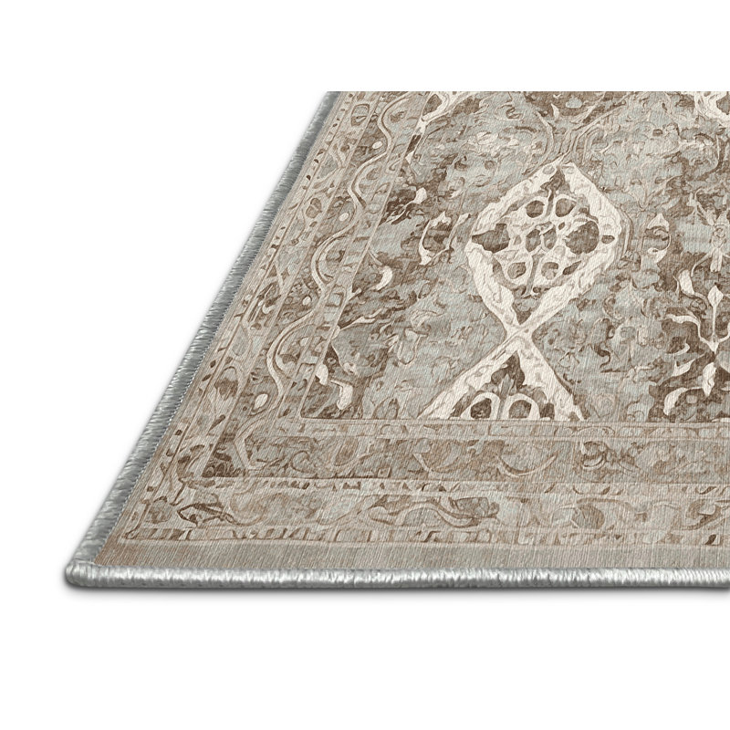 Machine Washable Beige Area Rug, Rectangle 7' x 10'
