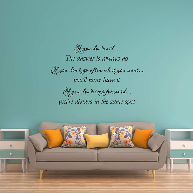 Adhésif mural « so you not ask the answer is always not », H 42 po x l 60 po, Noir