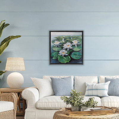 Peaceful Lily Pad Pond Floating Frame, design by Violeta Vollmer