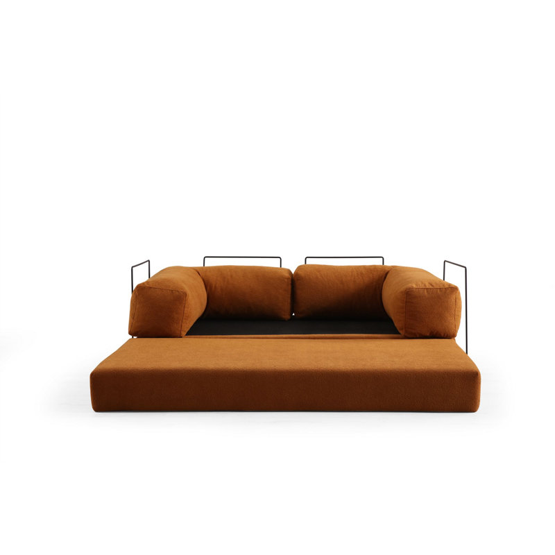 Canapé-lit 3 places, Orange, H 39,37 po x l 78,74 po x P 31,5 po, 2