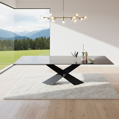 Extendable Metal Base Dining Table