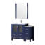 42 po Meuble-lavabo bleu marine W pour salle de bain avec armoire latérale, robinet et miroir 28 po, comptoir en céramique blanche - robinet de baignoire propriété, miroir long mural-118434853