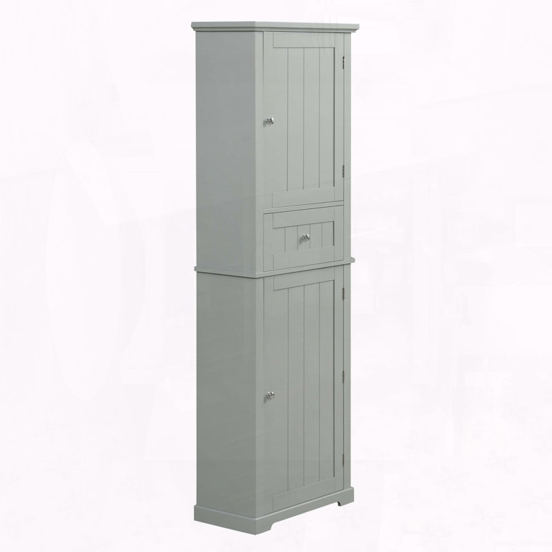 Grande armoire de rangement autoportante avec tiroir et tablette réglable, Gray