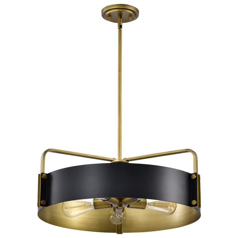Mandia 5 - Light Drum Pendant, Matte Black/Gold