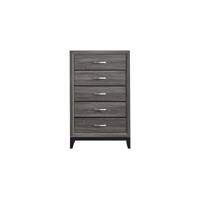 Vanves  5 Drawer Chest, Gray
