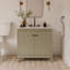 Meuble-lavabo simple 36 po Scalloped - Satin olive - Avec plateau - Boutons noirs-1938036694-1938036699