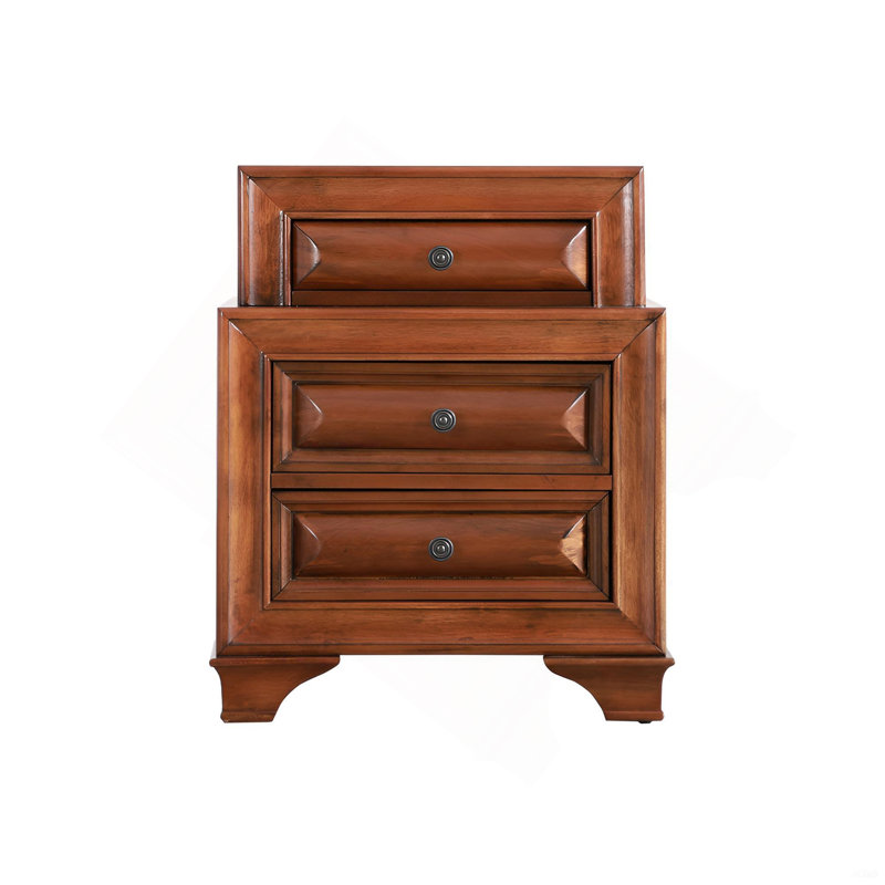 Charming Oak Nightstand With Curved Fronts, Oak