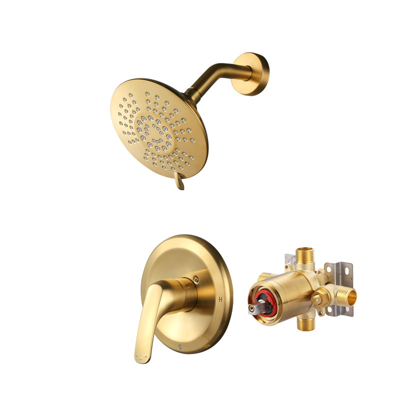 Single-Lever 5-Function Shower Mixer With 1.8 GPM Flow Rate And Included Valve, Gold